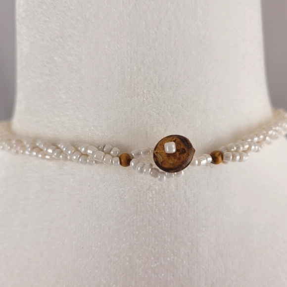 Vintage Japanese Lotus Beaded String Chocker Necklace - Picture 4 of 4